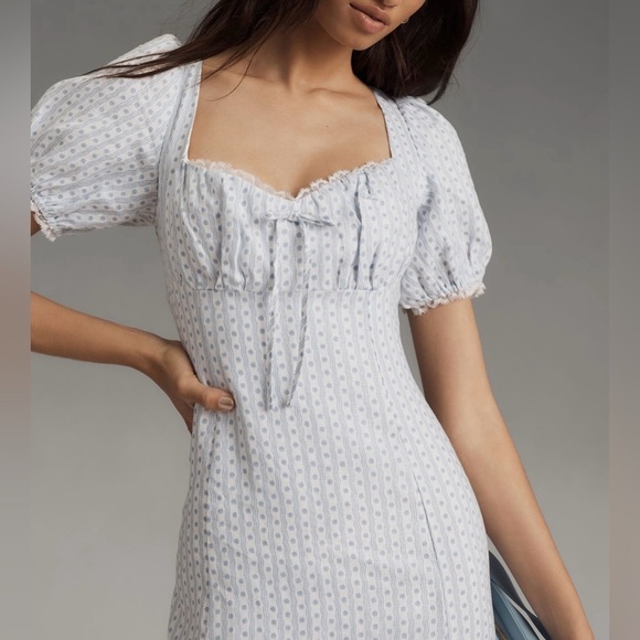 NWT Reformation Cherise printed milkmaid linen blend tie back long maxi dress - Picture 2 of 8